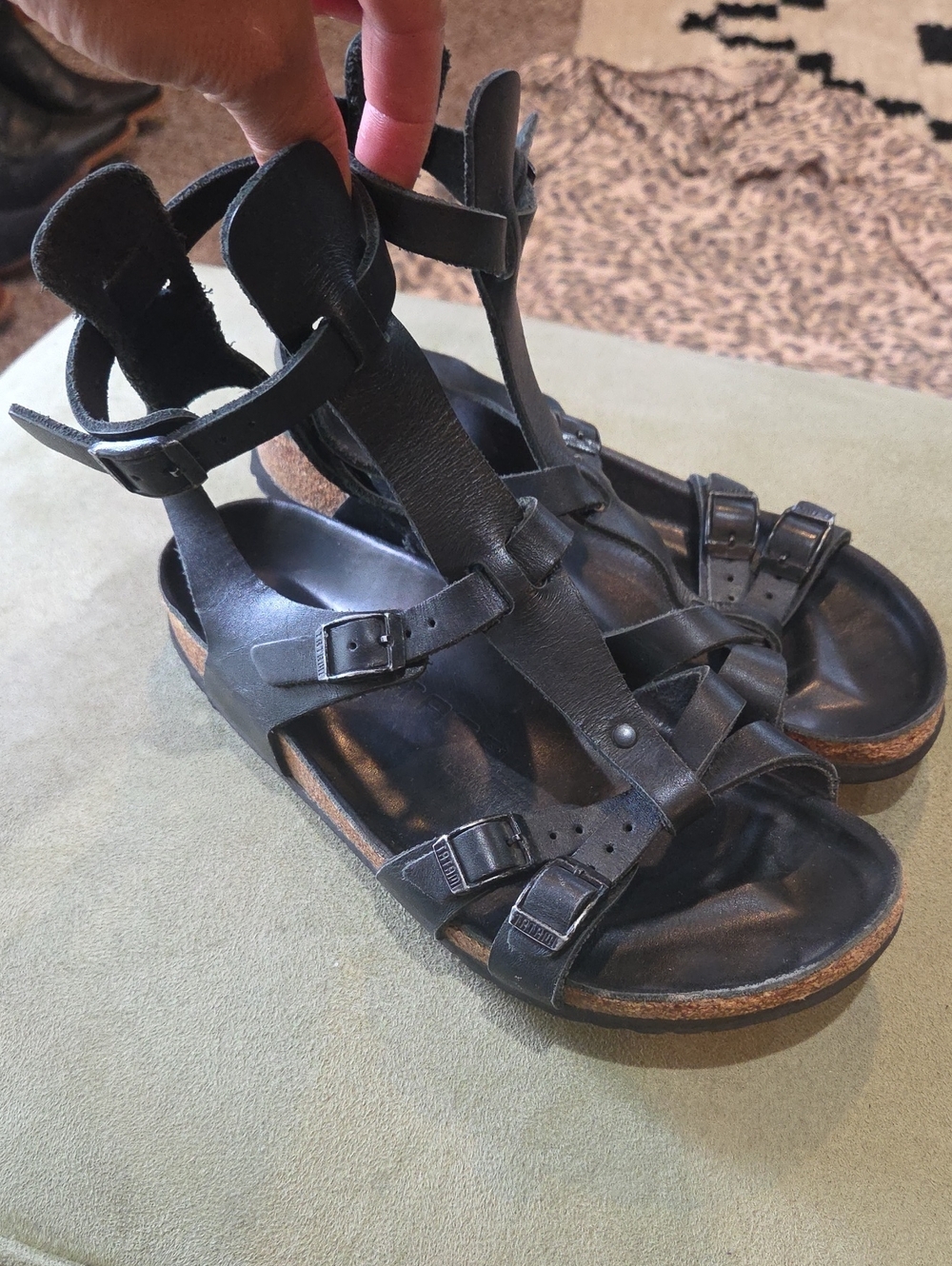 Birkenstock TATAMI Black Leather Gladiator 39